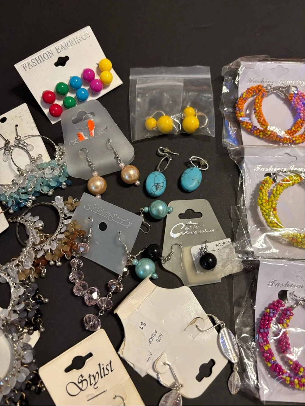 NWT 18 Pair Fashion Earrings Lot Bundle Hoops Beaded Dangle Pearl Colorful Jwlry